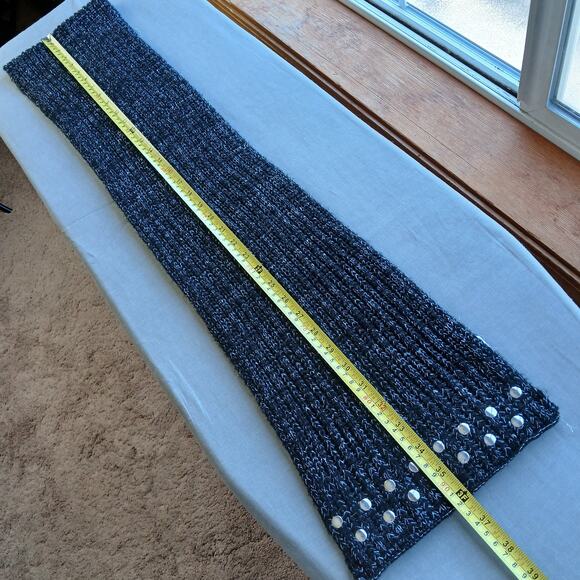 Ribbed length black sparkle scarf neck warmer 72"L x 7"W metallic - Picture 7 of 8